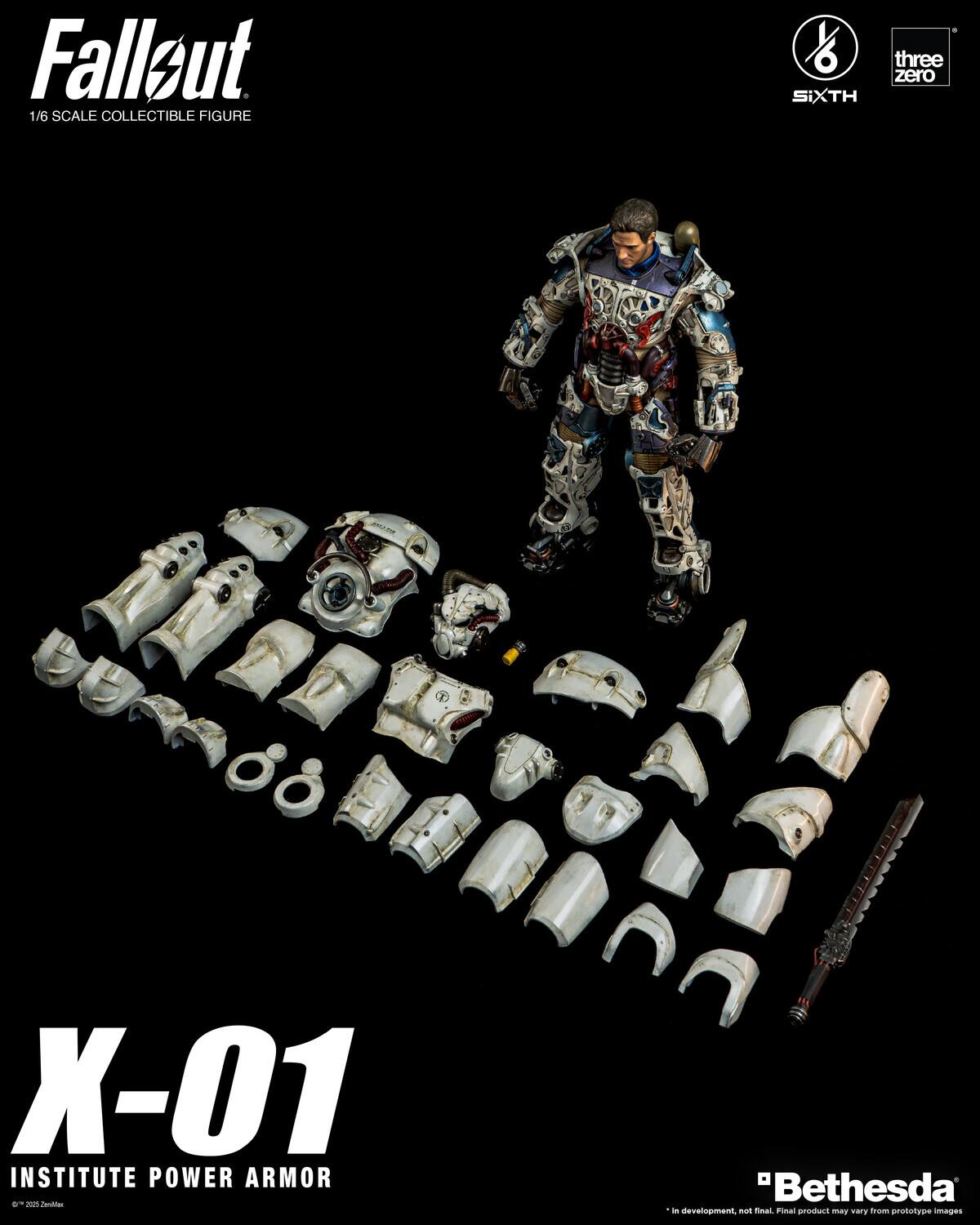 Fallout 1/6 Scale Collectible Figure  
Sixth - Three Zero X-01 Institute Power Armor  
Zun Jandias  
"Bethesda" - Development, 2 Final Product May Vary from Prototype Images