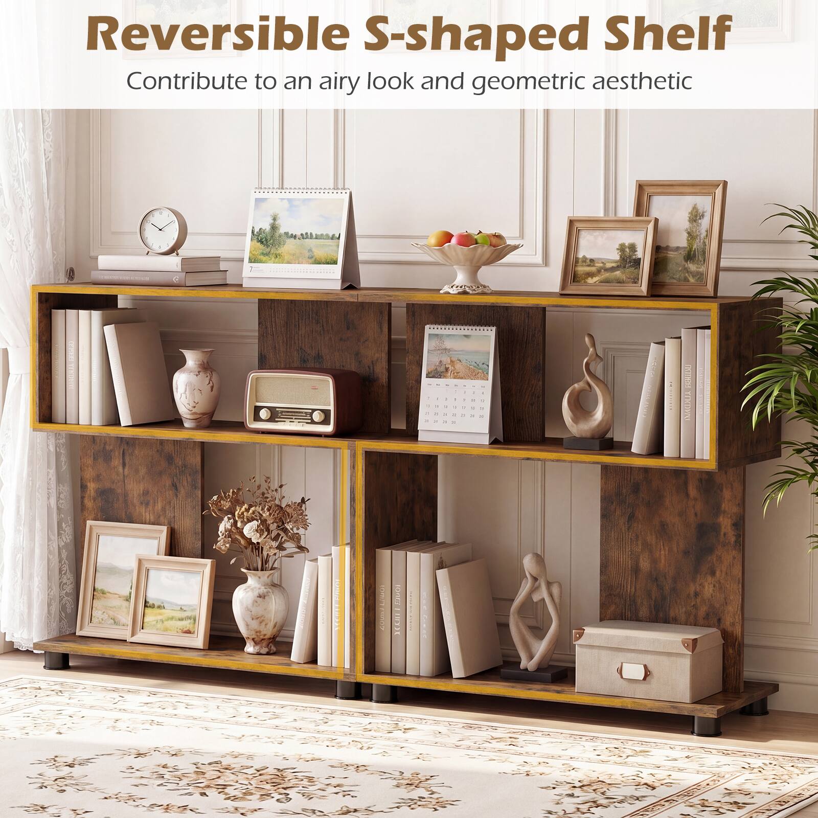 Reversible S-shaped Shelf  
Contribute to an airy look and geometric aesthetic