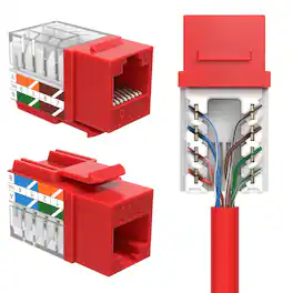 Cables Direct Online - Cat6 45° Angled RJ45 Keystone Jack, 110 Punch-Down, UL Listed, Gold-Plated, T568A/B, 10Gbps Ready - Red