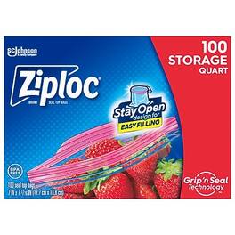 Ziploc - Medium Storage Bags, 1 Qt., 100/Box (316962) - Clear
