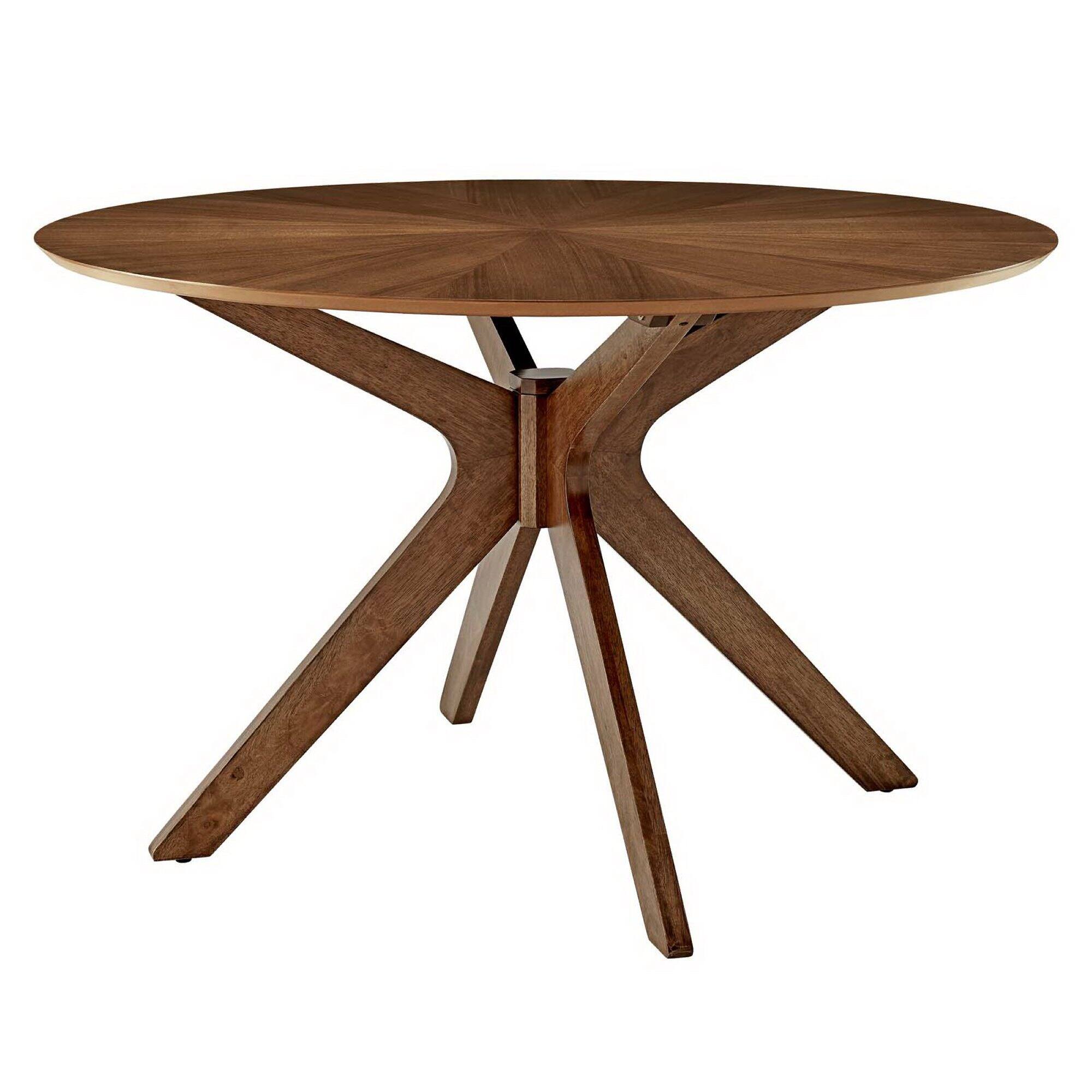 Angle. Modway - Crossroads 47" Round Wood Dining Table - Brown.