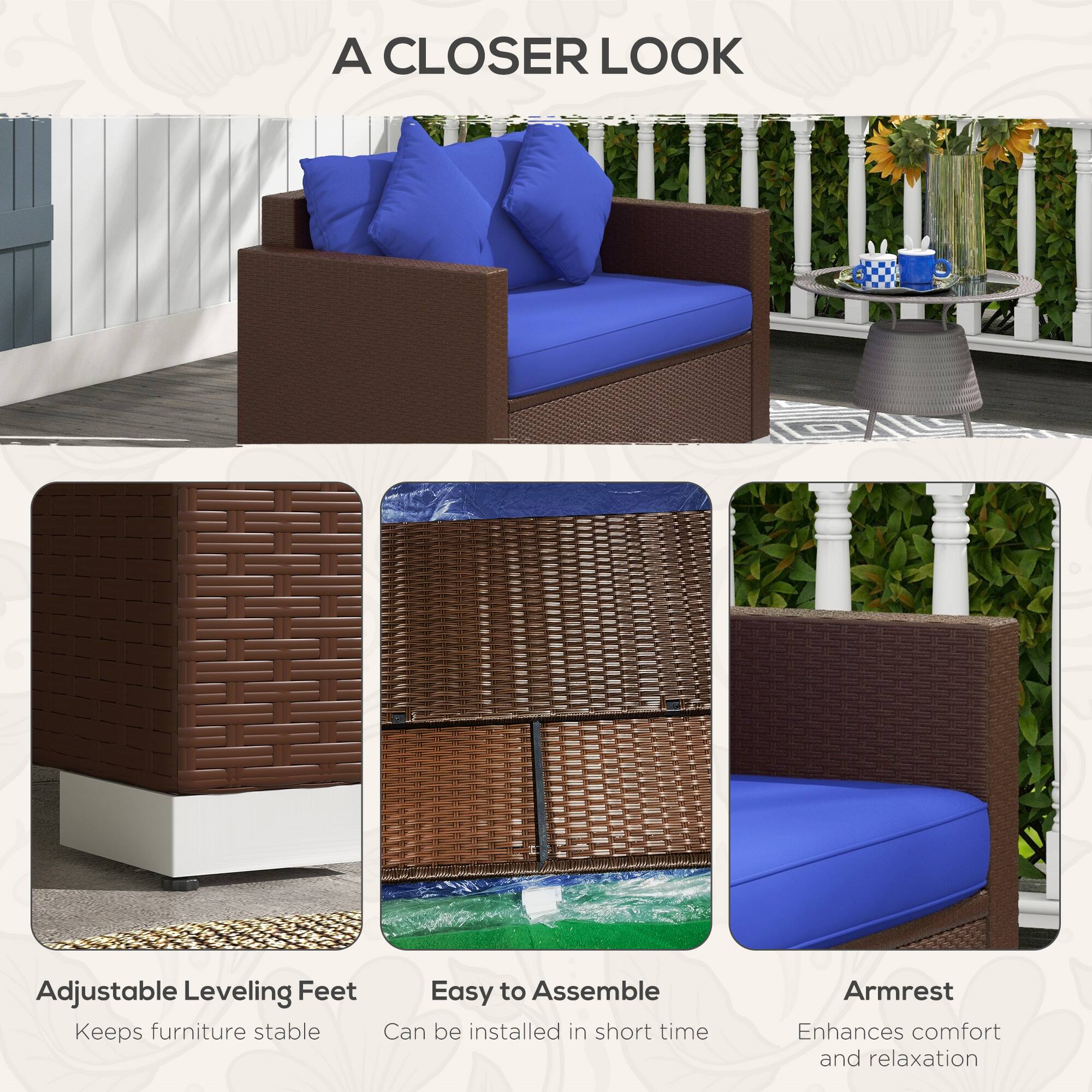 A CLOSER LOOK

Adjustable Leveling Feet
Keeps furniture stable

Easy to Assemble
Can be installed in short time

Armrest
Enhances comfort and relaxation