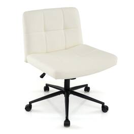 Ecooso - Office Chair Height-Adjustable Armless Desk Chair with Wheels for Home Office - White