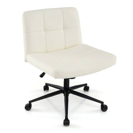 Front. Ecooso - Office Chair Height-Adjustable Armless Desk Chair with Wheels for Home Office - White.