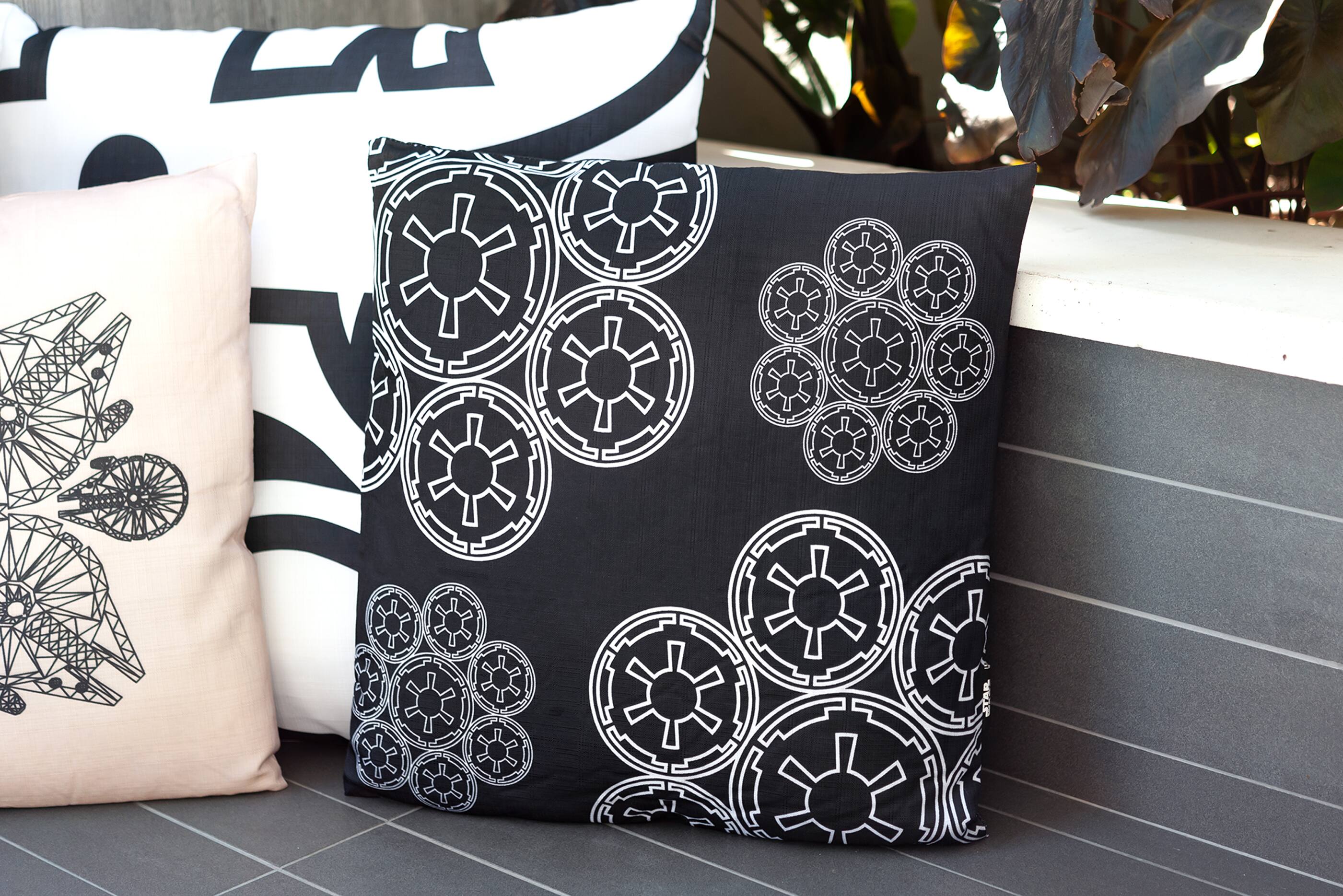 Alt View 4. Star Wars - Star Wars Throw Pillow | Empire Imperial Symbol Cluster Design | 20 x 20 Inches - Black.