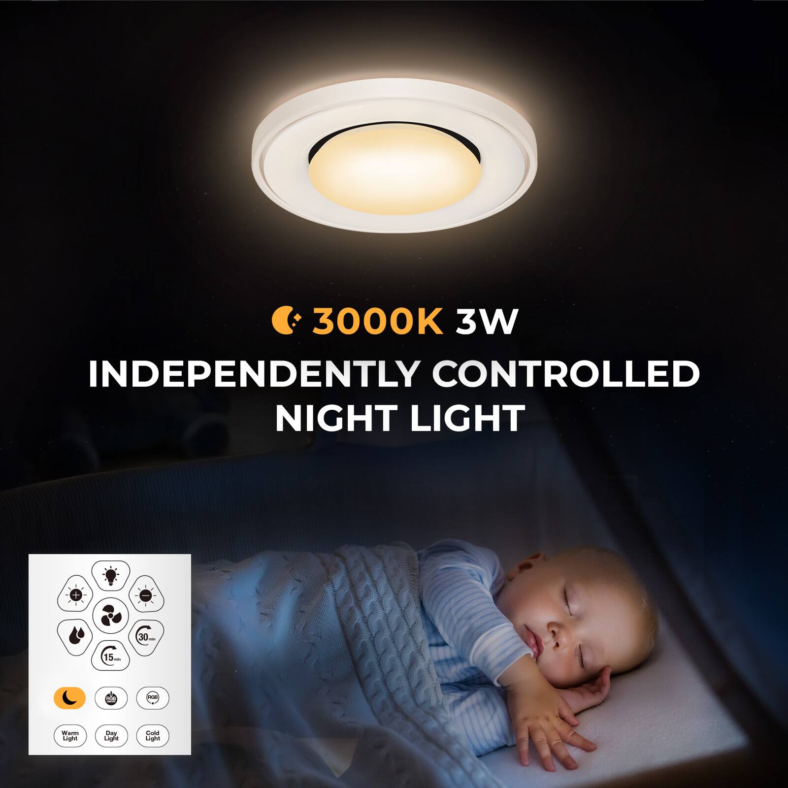 3000K 3W  
INDEPENDENTLY CONTROLLED NIGHT LIGHT