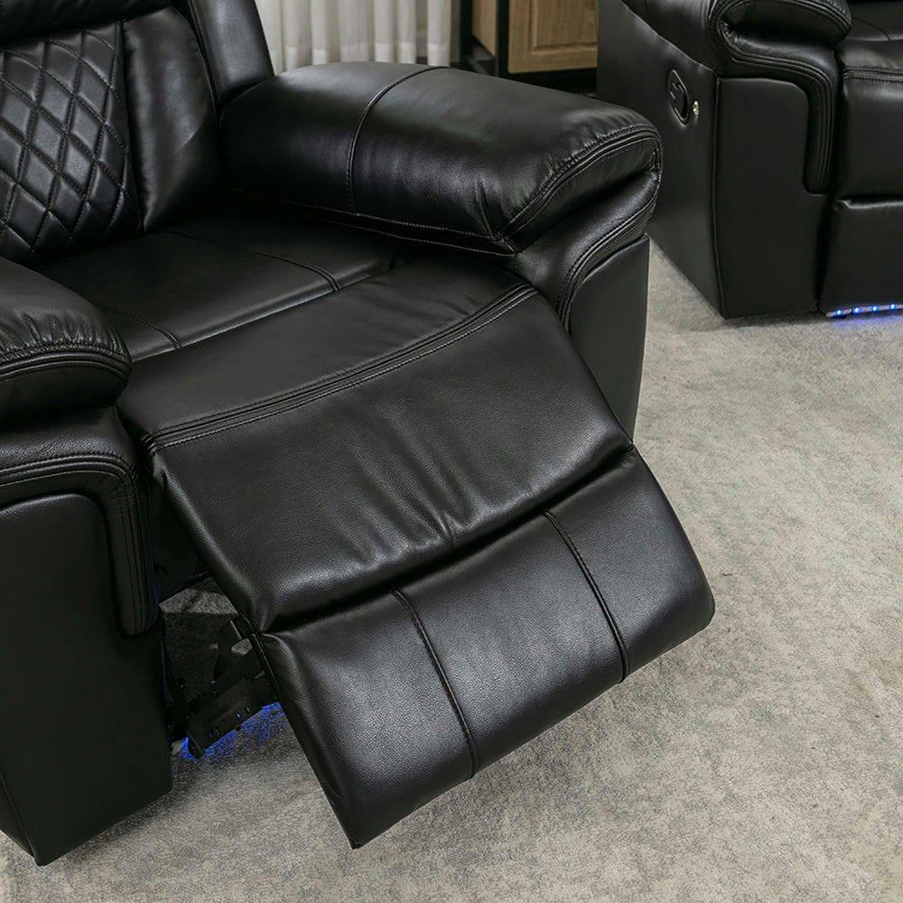 Alt View 2. Kadyn - Manual Home Theater Recliner Chair with LED Light Strip for Living Room Bedroom - Black.