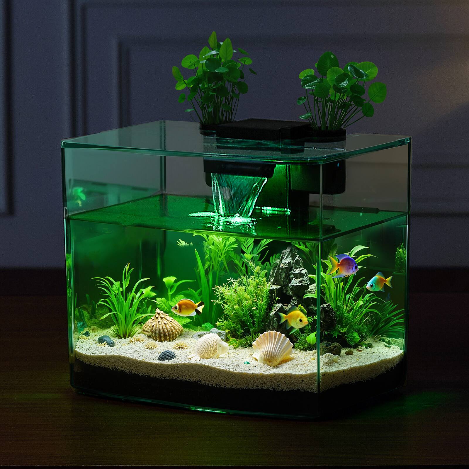 Alt View 5. HOMLUX - 3.5 Gallon Fish Tank Aquarium Smart Arch Clear GPPS 3 Color Self Cleaning - Black.