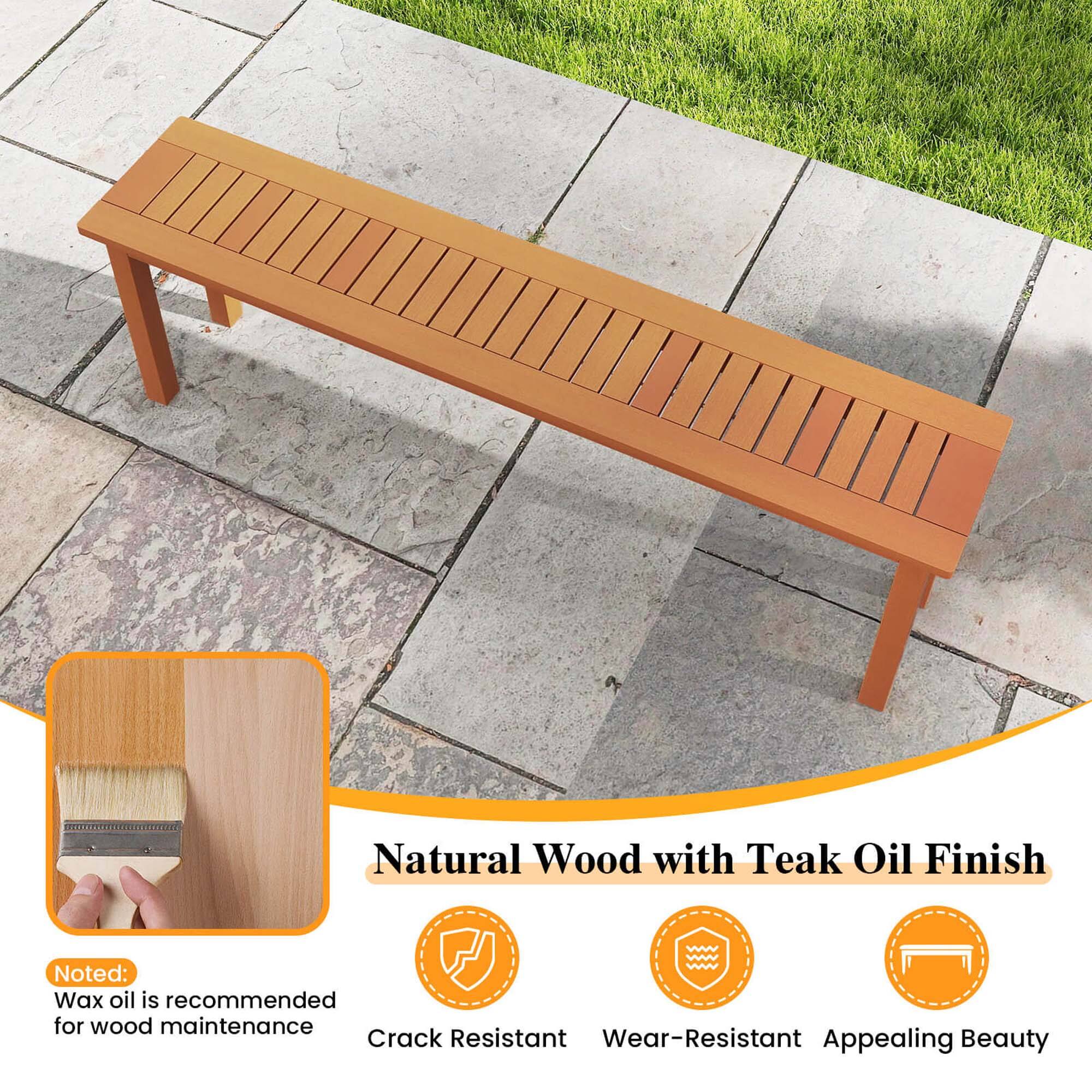 Natural Wood with Teak Oil Finish: Noted for wood maintenance, wax oil is recommended. Crack resistant, wear-resistant, and appealing beauty.