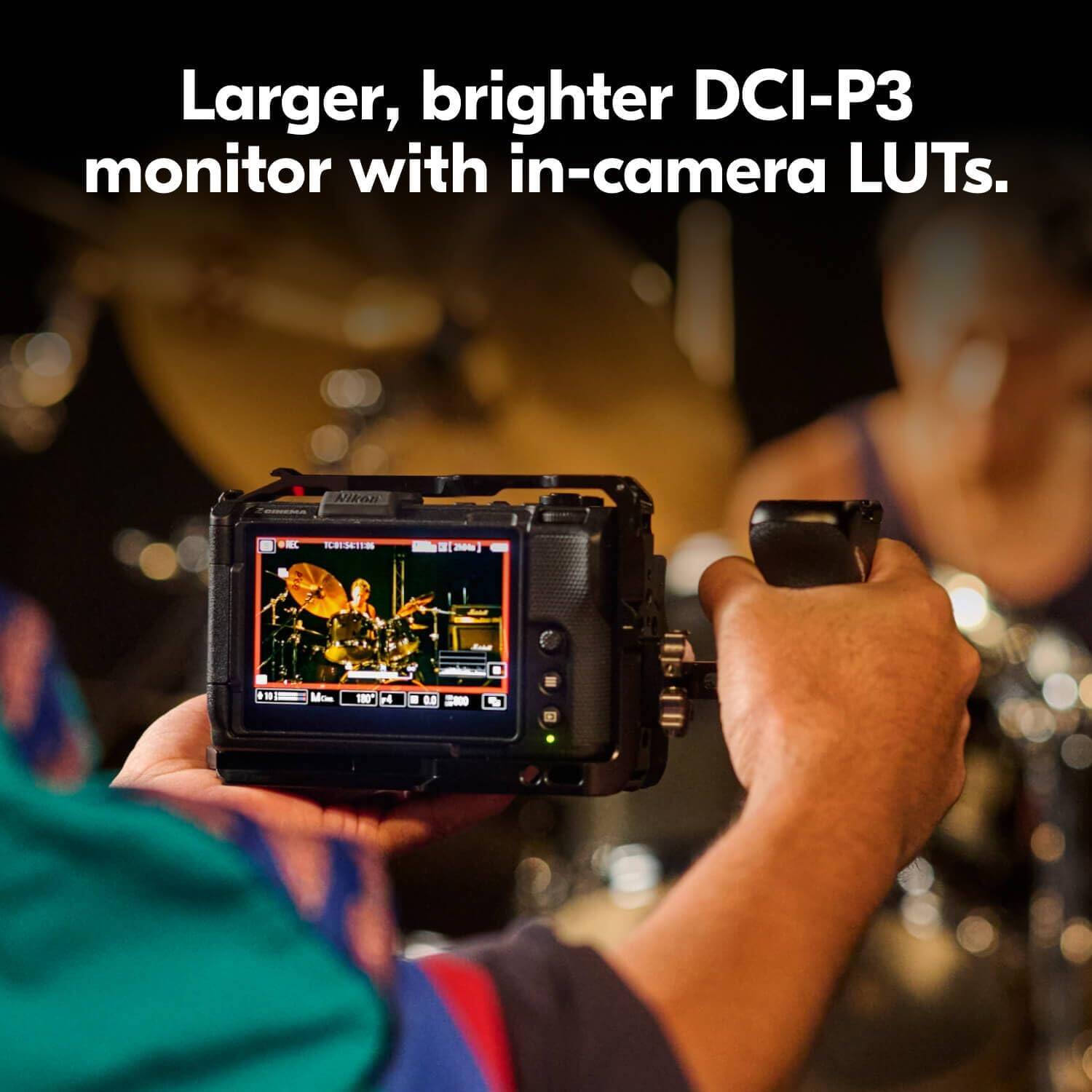 Larger, brighter DCI-P3 monitor with in-camera LUTs.