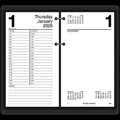 Sure, here is the corrected and grouped text from the image:

**Left Page:**

```
1 Thursday January 2026

7:00 AM
7:15
7:30
7:45
8:00
8:15
8:30
8:45
9:00
9:15
9:30
9:45
10:00
10:15
10:30
10:45
11:00
11:15
11:30
11:45
12:00 Noon
12:15
12:30
1:00 PM
1:15
1:30
1:45
2:00
2:15
2:30
2:45
3:00
3:15
3:30
3:45
4:00
4:15
4:30
4:45
5:00
5:15
5:30
5:4