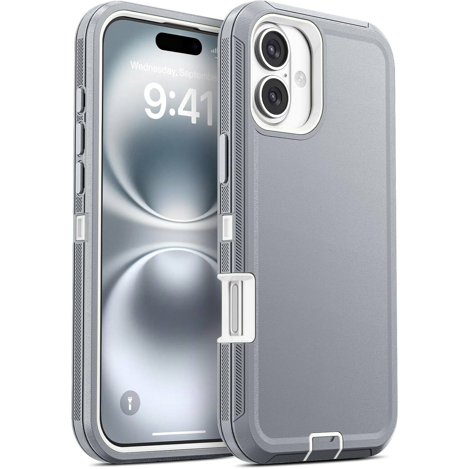 Entronix - Heavy Duty Case for iPhone 16 Plus - Triple-Layer Protection - Gray