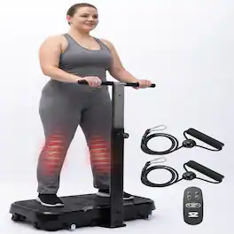 Hurtle - Vibration Plate Exercise Machine with Handlebar, 99 Speeds, 10 Programs, Remote & Portable Fitness Platform - Black