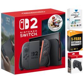 Switch 2 Mario Kart World Bundle with Pro Controller, MightySkins Code and 1 CPS Year Extended Warranty - Nintendo Switch 2