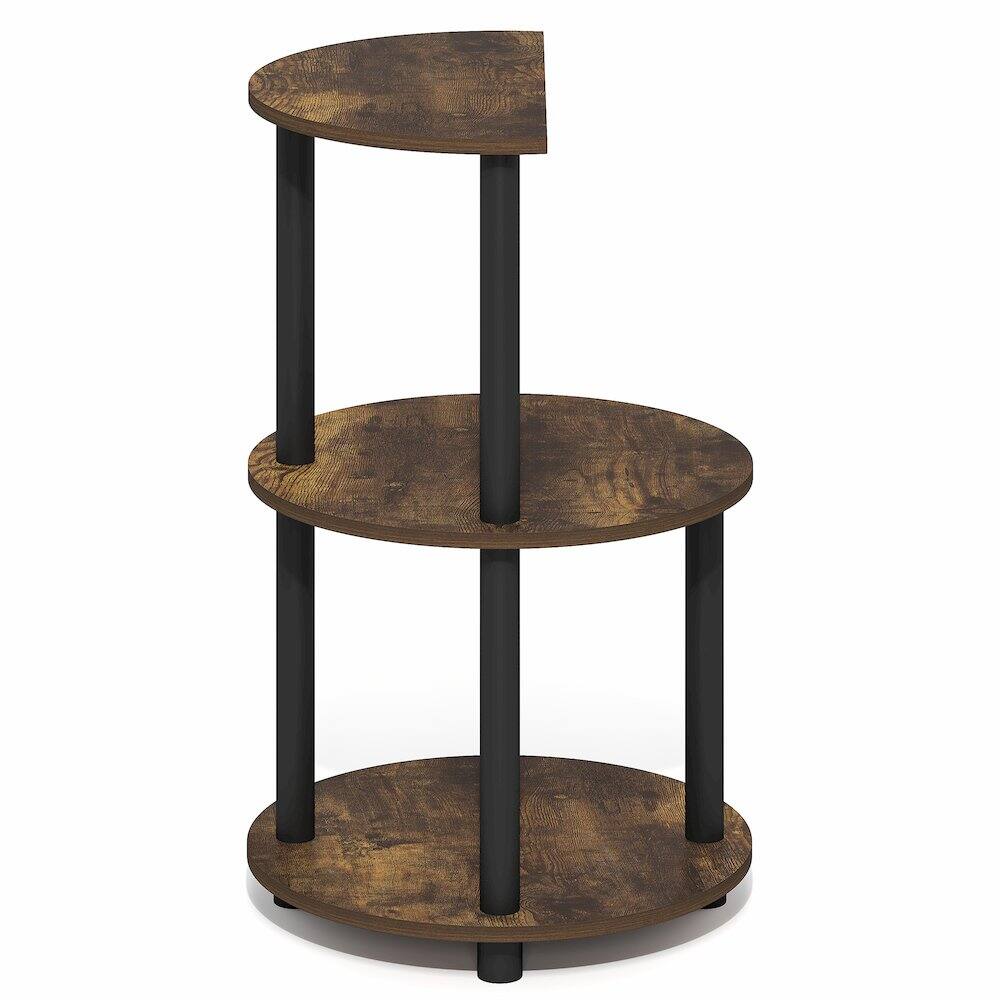 Left. Furinno - TURN-N-TUBE Side Table, Round End Table, Half Round Table Top Night Stand, Toolless Nightstand, Bedside Table,Open Shelf - Amber Pine/Black.