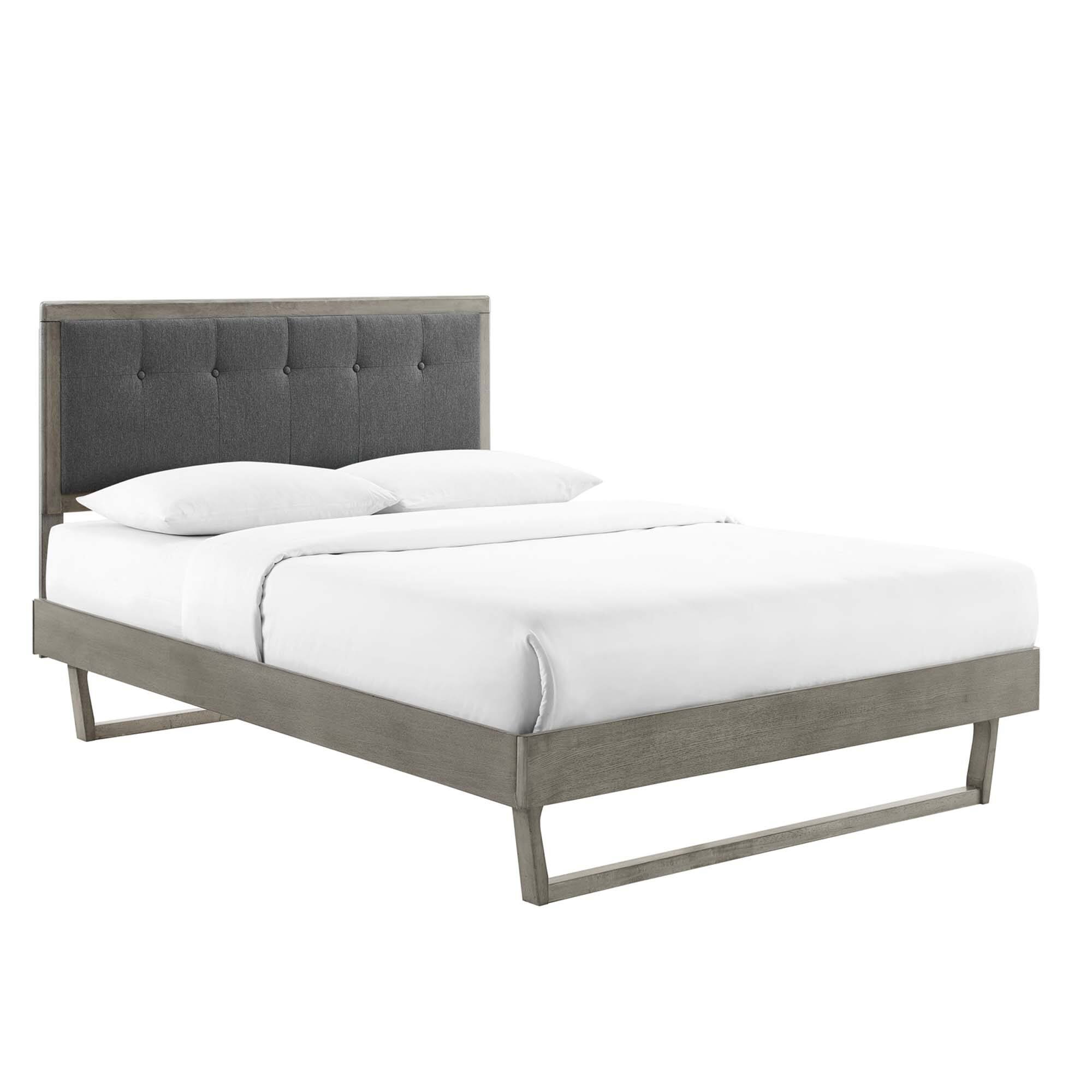 Angle. Modway - Willow Wood Platform Bed With Angular Frame - Gray Charcoal.