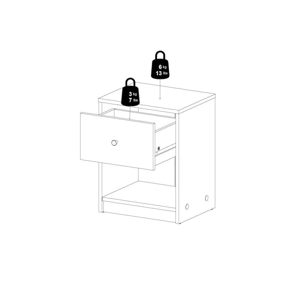 Alt View 8. Tvilum - Portland 1 Drawer Nightstand - Set of 2 - White.
