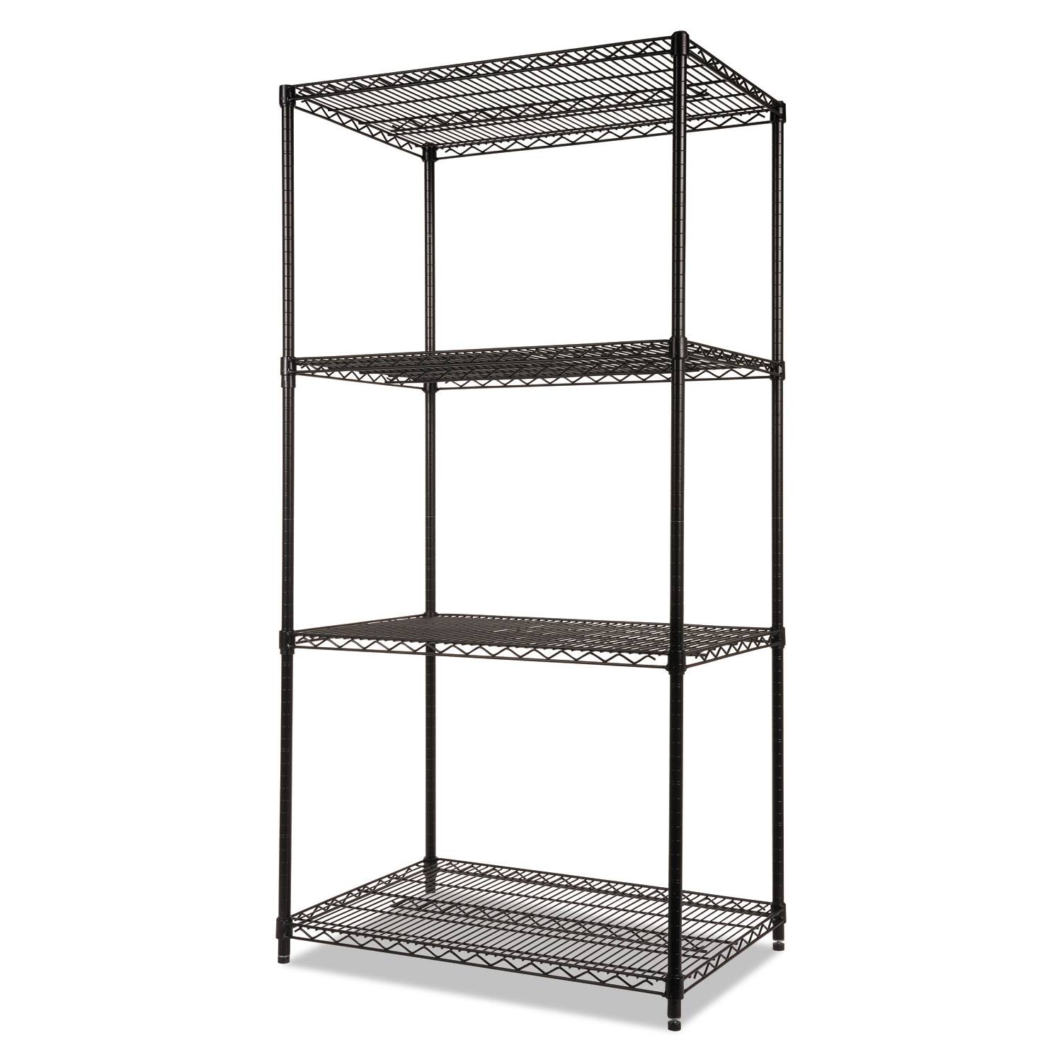 Left. Alera - NSF Certified Industrial Four-Shelf Wire Shelving Kit, 36w x 24d x 72h, Black - Black.