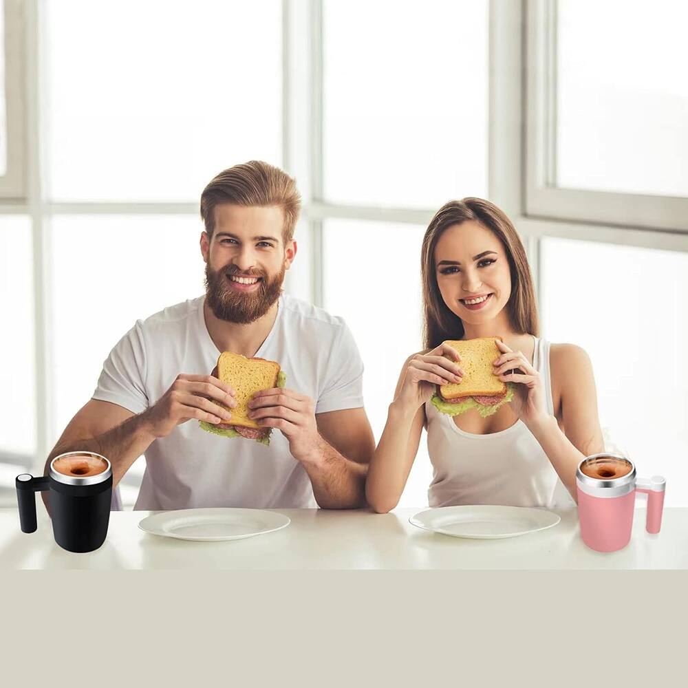 Angle. Schertz - Self-Stirring Mug - Rechargeable, Magnetic Stir Bar, 14oz, Black, for Office & Travel - black.