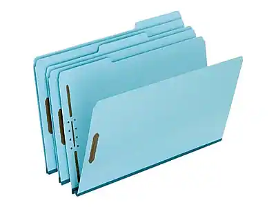 Front. Pendaflex - Pressboard Classification Folders, 1/3-Cut Tab, 1" Expansion, Legal Size, Light Blue, 25/Box - Blue.