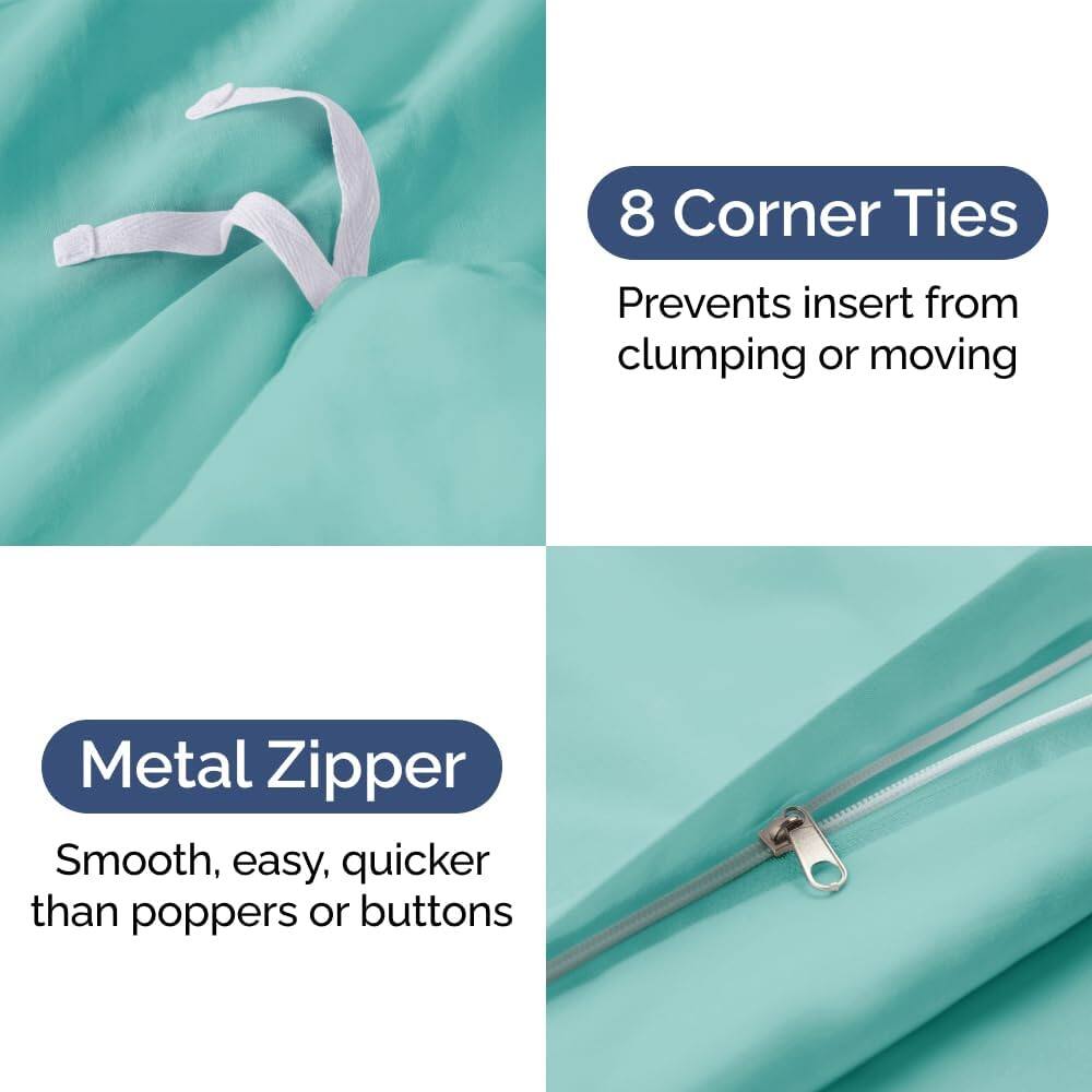 8 Corner Ties  
Prevents insert from clumping or moving  

Metal Zipper  
Smooth, easy, quicker than poppers or buttons