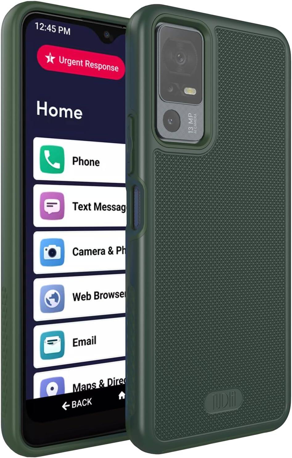 TUDIA - MergeGrip for Jitterbug Smart 4 Case T608G Military Grade Cover - Pine Green