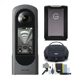 Ricoh - THETA X 360 Camera with 5 TB Portable Hard Drive and Accessory Kit