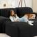 Angle. Aukfa - 3 seats Modular Corduroy Sectional Sofa with Ergonomic Support - Pet Friendly, Easy Assembly, Non-Slip Base Design - Black.