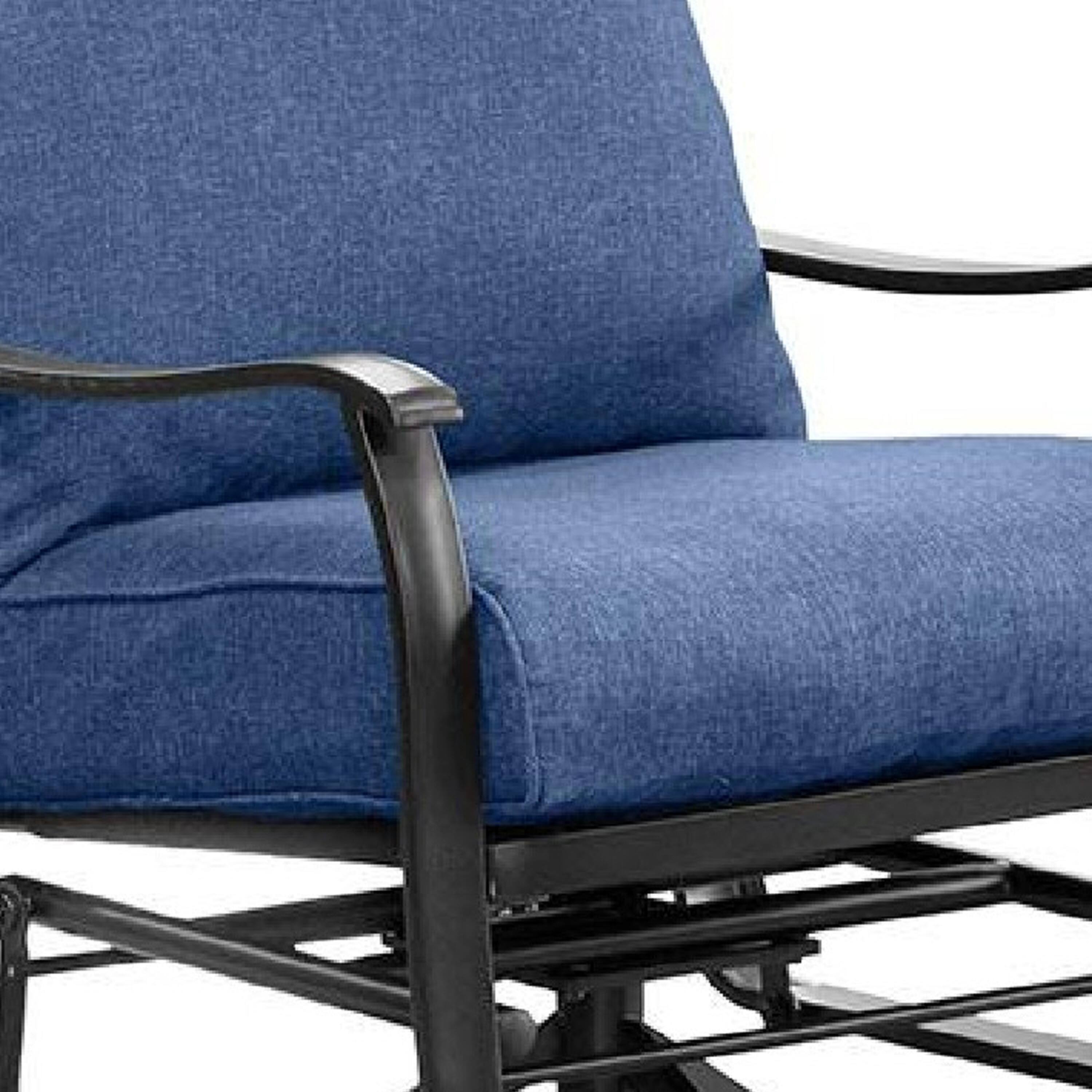 Alt View 1. Manhattan Lane - Oroz Swivel Glider Armchair Set of 2 - Navy Blue, Black.
