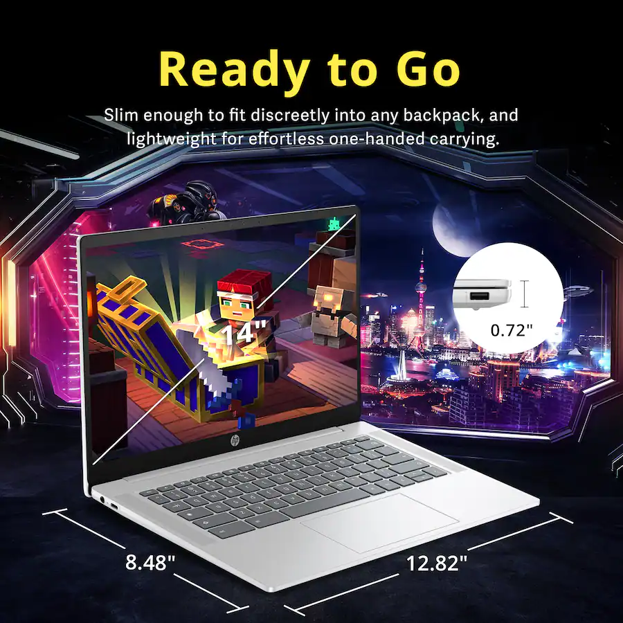 HP 14" Chromebook Laptop, Intel N200 Processor, 4GB LPDDR5,128GB eMMC ...
