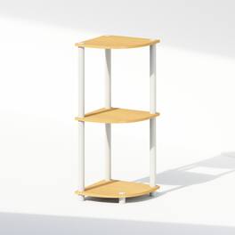 Furinno - Turn-N-Tube 3-Tier Multipurpose Corner Shelf, Display Shelf, Beech/White - Beech/White