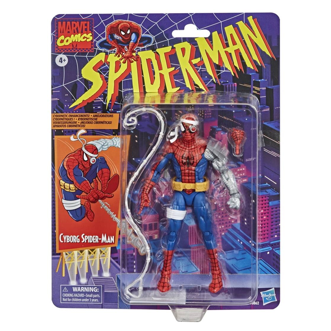 MARVEL COMICS  
SPIDER-MAN  

4+  

CYBERNETIC ENHANCEMENTS!  
CYBERNETISCHE VERBESSERUNGEN!  
AMELIORATIONS CYBERNETIQUES!  
MEJORAS CIBERNÉTICAS!  
APARATOS CIBERNÉTICOS!  

Cyborg Spider-Man  

WARNING: CHOKING HAZARD - Small parts. Not for children under 3 years.  

Fga Hashvu 0842