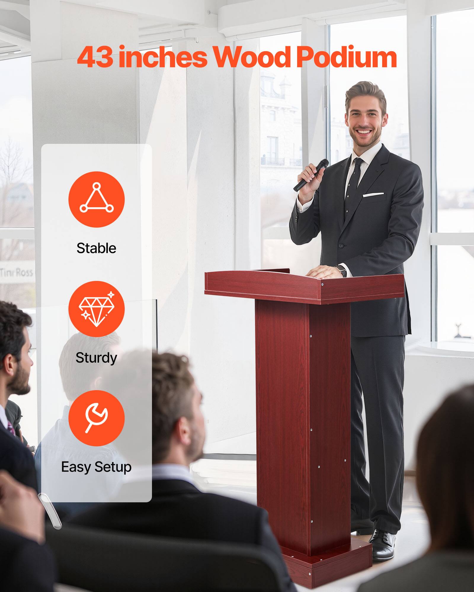 43 inches Wood Podium

- Stable
- Sturdy
- Easy Setup