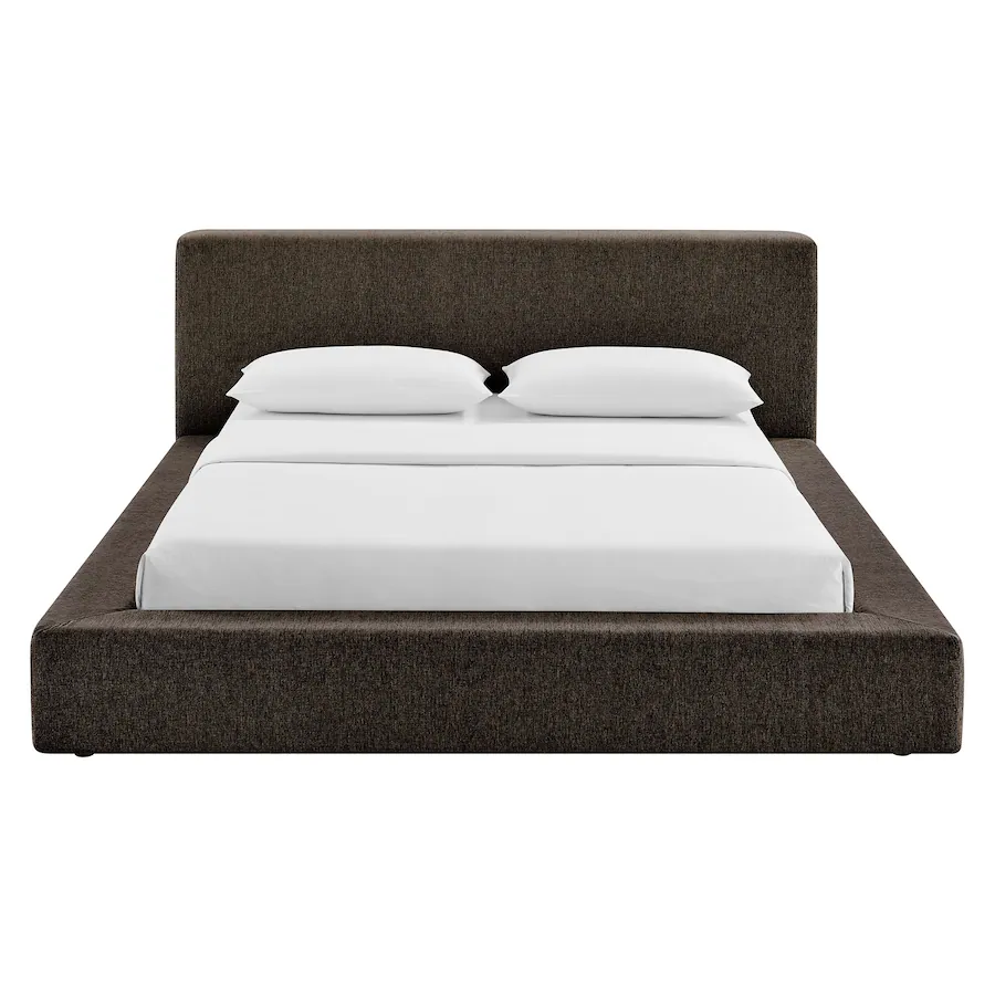 Chair Java Modern Luma Chenille Upholstered Queen Platform Bed Frame by Modway Java ...