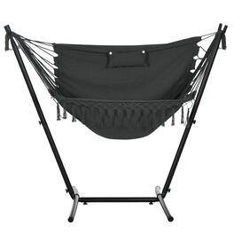 Outsunny - Shape Stand Hammock Chair, Headrest Include Hammock Swing - Dark Gray
