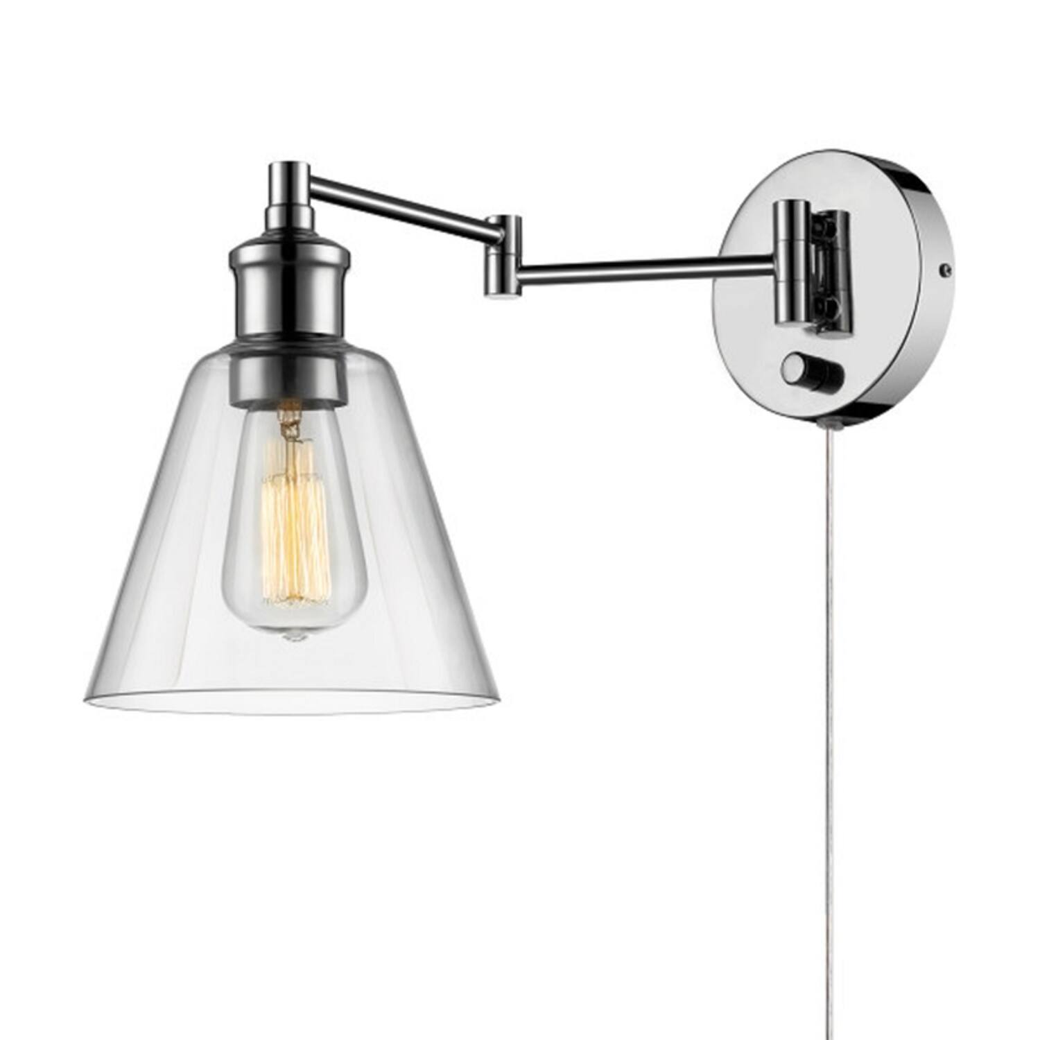 Globe Electric - Parker 1-Light Chrome Clear Industrial Vintage style Wall Sconce