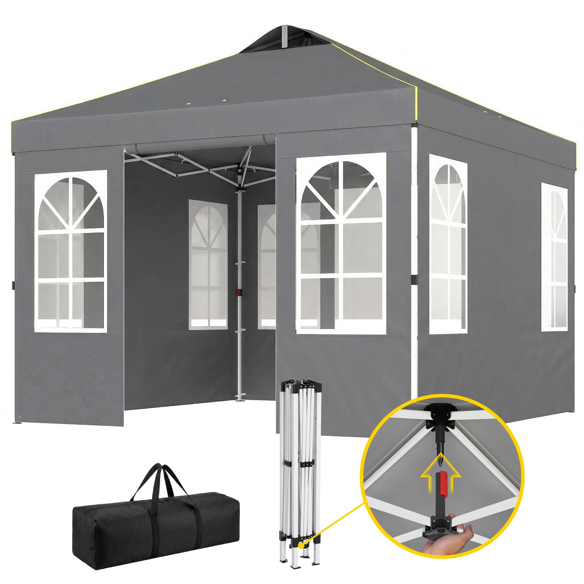Outsunny - x 9.6 ft Pop Up Canopy Tent with Sidewalls, One Push Setup, UPF50+ Portable Instant Canopy Shelter