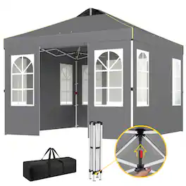 Outsunny - x 9.6 ft Pop Up Canopy Tent with Sidewalls, One Push Setup, UPF50+ Portable Instant Canopy Shelter