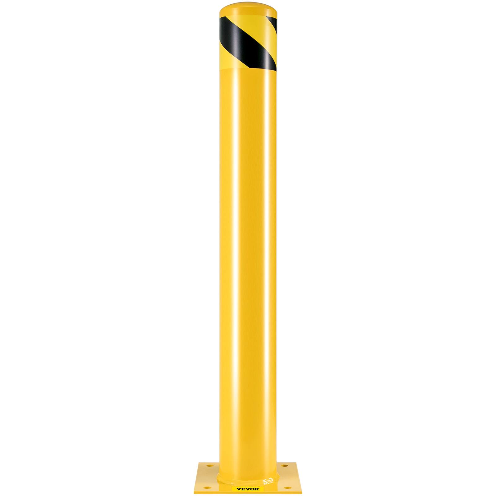Alt View 5. VEVOR - Safety Bollard Safety Barrier Bollard 4-1/2" OD 36" Height Yellow Powder Coat Pipe Steel Safety Barrier - Yellow and Black.