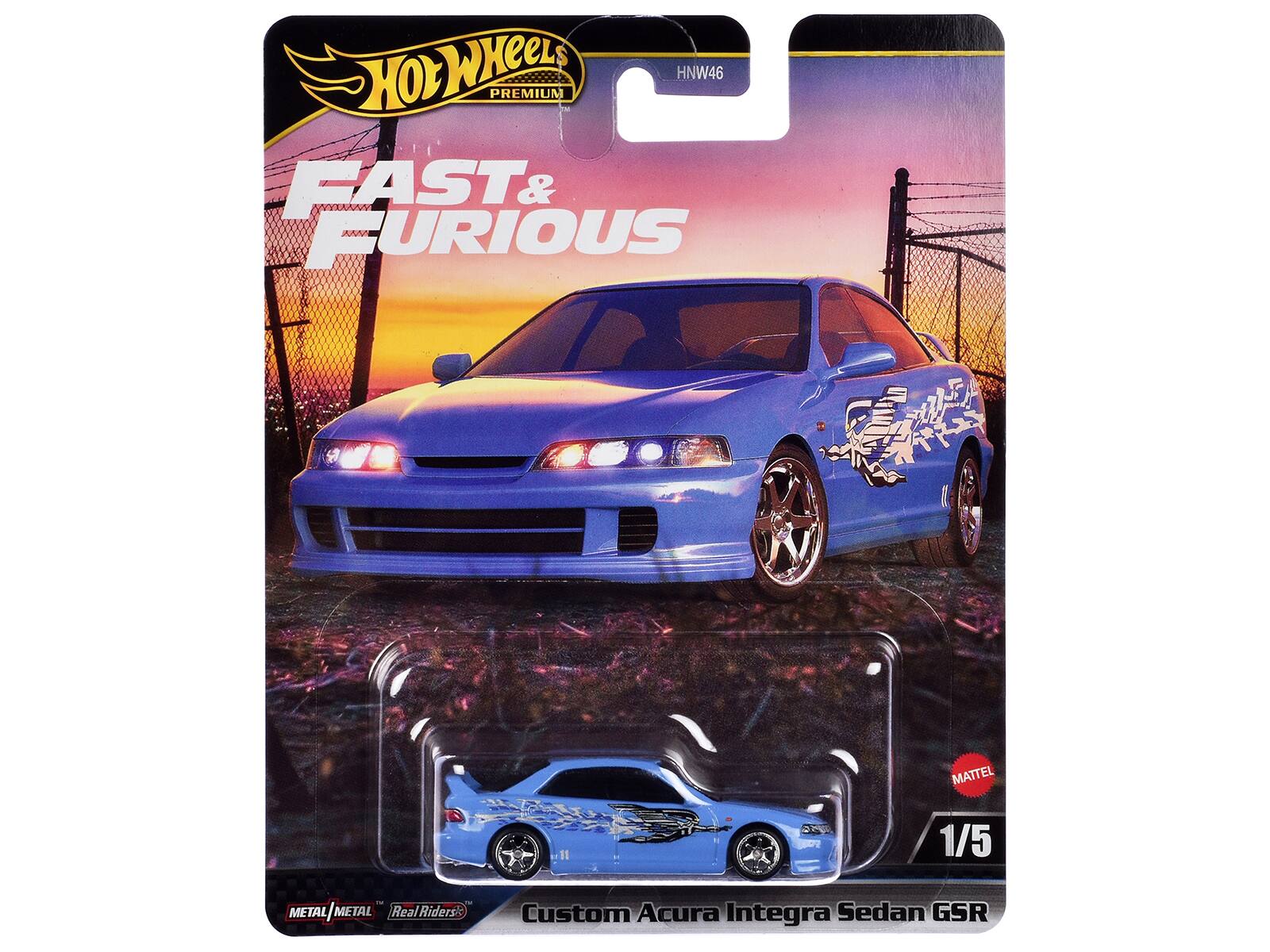 Hot Wheels Premium HNW46 Fast & Furious F MATTEL 1/5 Metal | Metal Real Riders Custom Acura Integra Sedan GSR