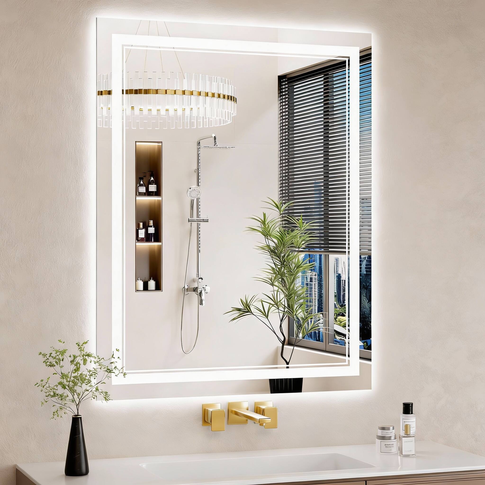 Alt View 1. METALTON - Led Bathroom Mirror With Lights Anti fog Backlit Front Lit Dimmable Vanity For Wall Lighted Colors Shatter - White 24"L x 30"W.