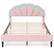 Front. Costway - Queen Size Upholstered LED Bed Frame Soft Velvet Platform Bed with Flower Headboard - Pink.