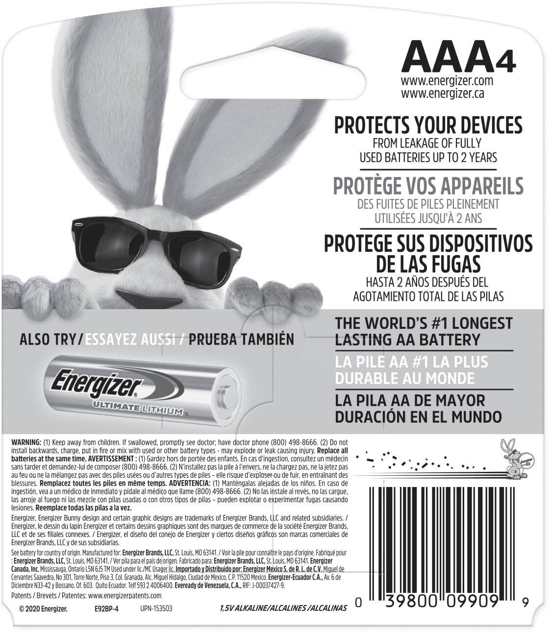 Alt View 1. Energizer - MAX AAA Batteries (4 Pack), Triple A Alkaline Batteries - Silver.