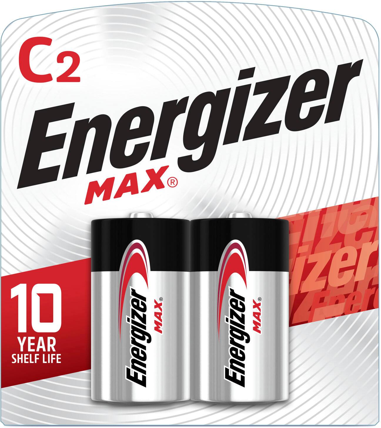 Front. Energizer - Energizer MAX C Batteries (2 Pack), C Cell Alkaline Batteries - Silver.