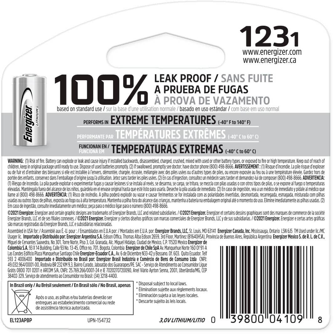 Alt View 1. Energizer - Energizer 123 Lithium Batteries (1 Pack), 3V Photo Batteries - Silver.