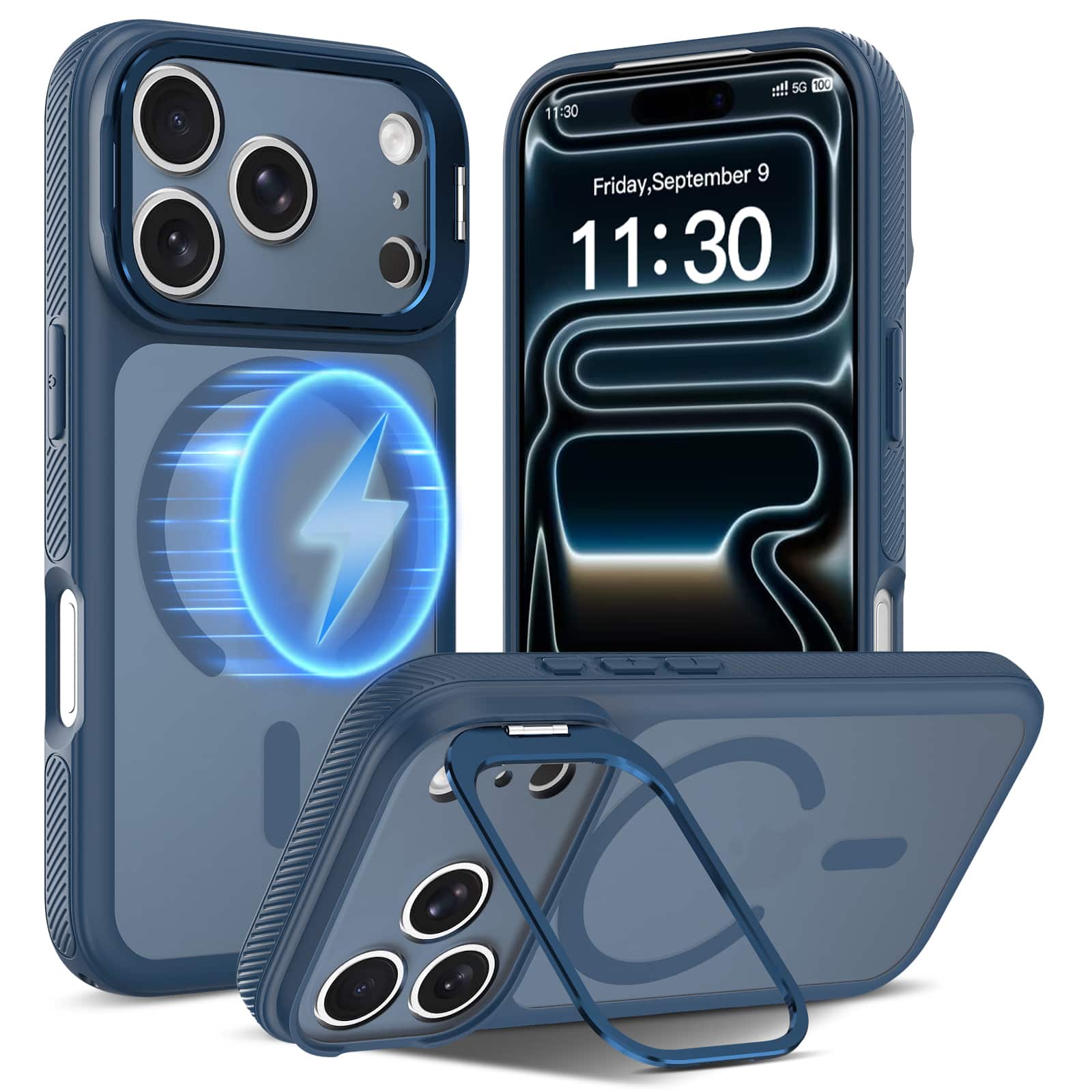 Dteck - Magnetic Case for Apple iPhone 17 Pro Max, Compatible with MagSafe, Matte Translucent Back Cover with Kickstand - Navyblue price history on PriceWatchPro