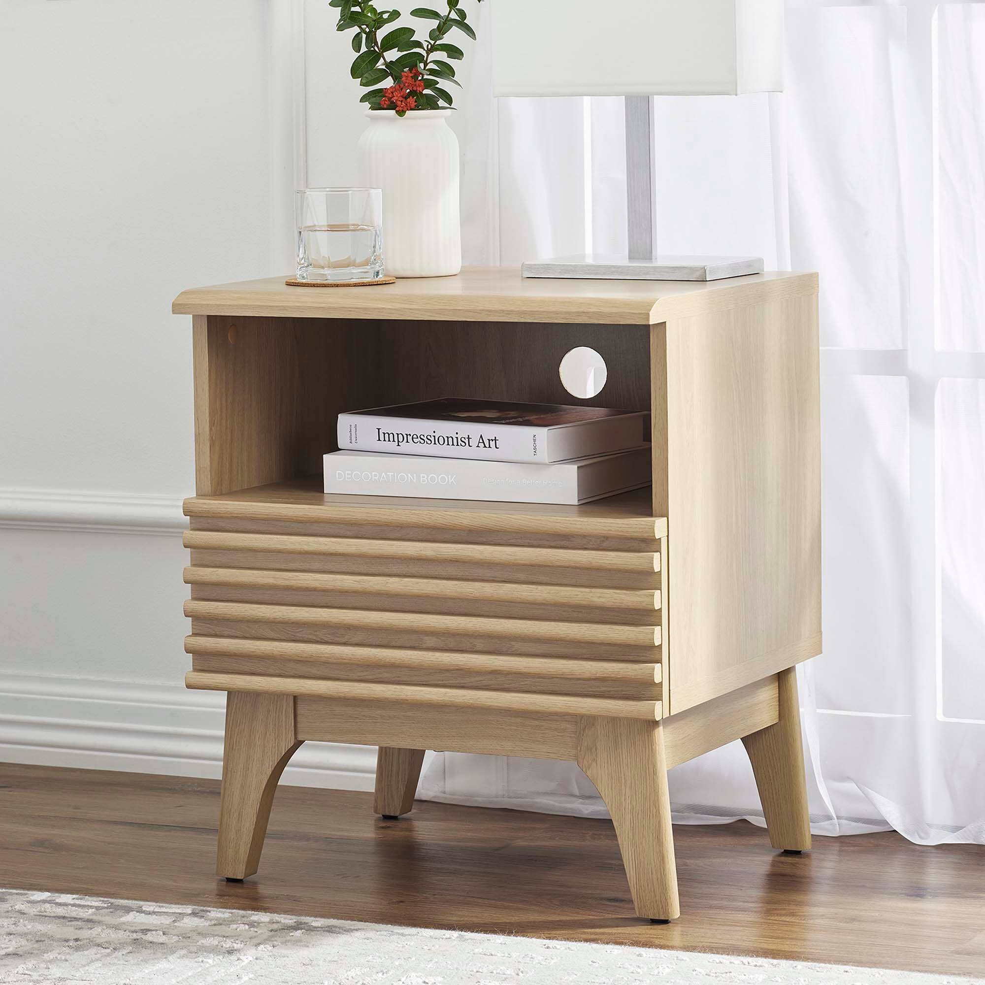 Render Nightstand by Modway - Oak