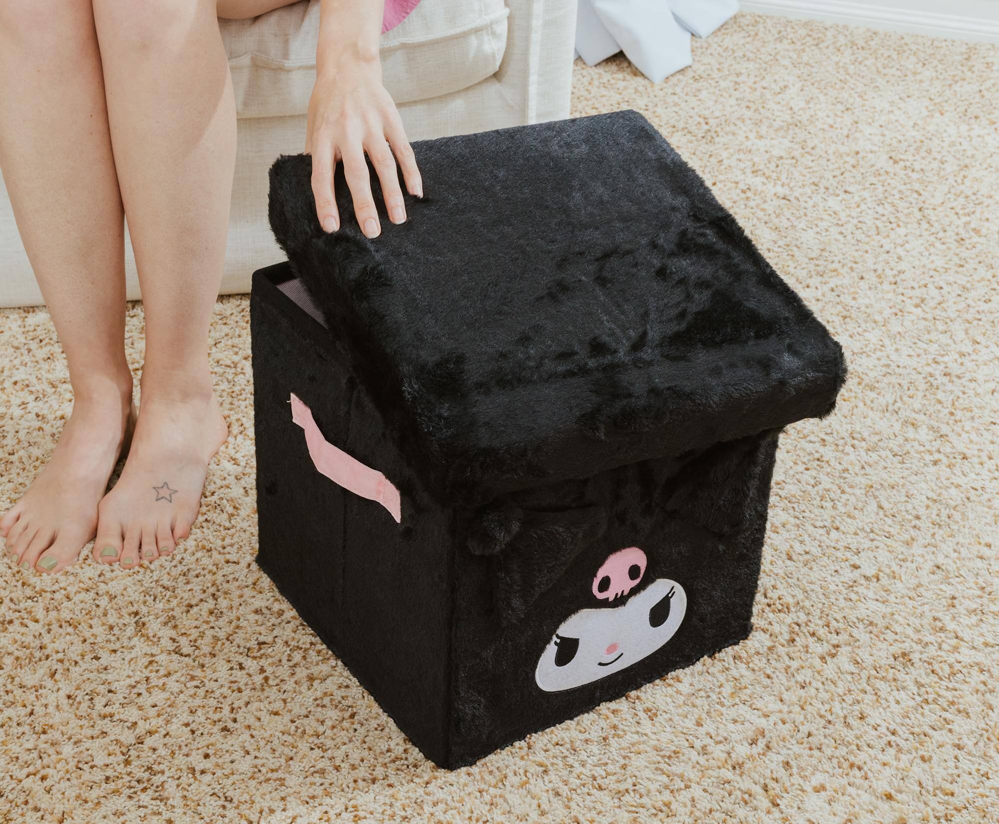 Alt View 5. Ukonic - Sanrio Kuromi 13-Inch Plush Storage Bin With Lid - Black.