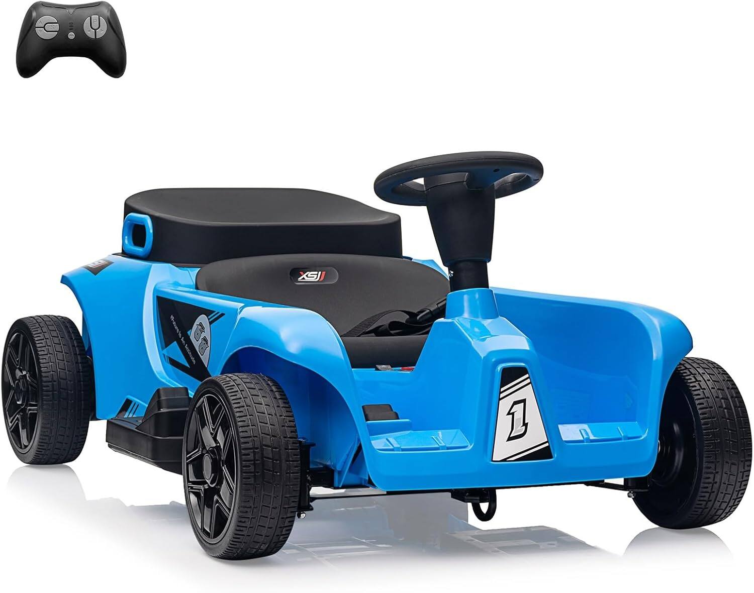 Front. Homhougo - 24V Electric Ride-On Toy for 2 Seaters With Remote Control,120W*2 Motors,200 LBS Capacity,Dual Driver Modes Battery - Blue.