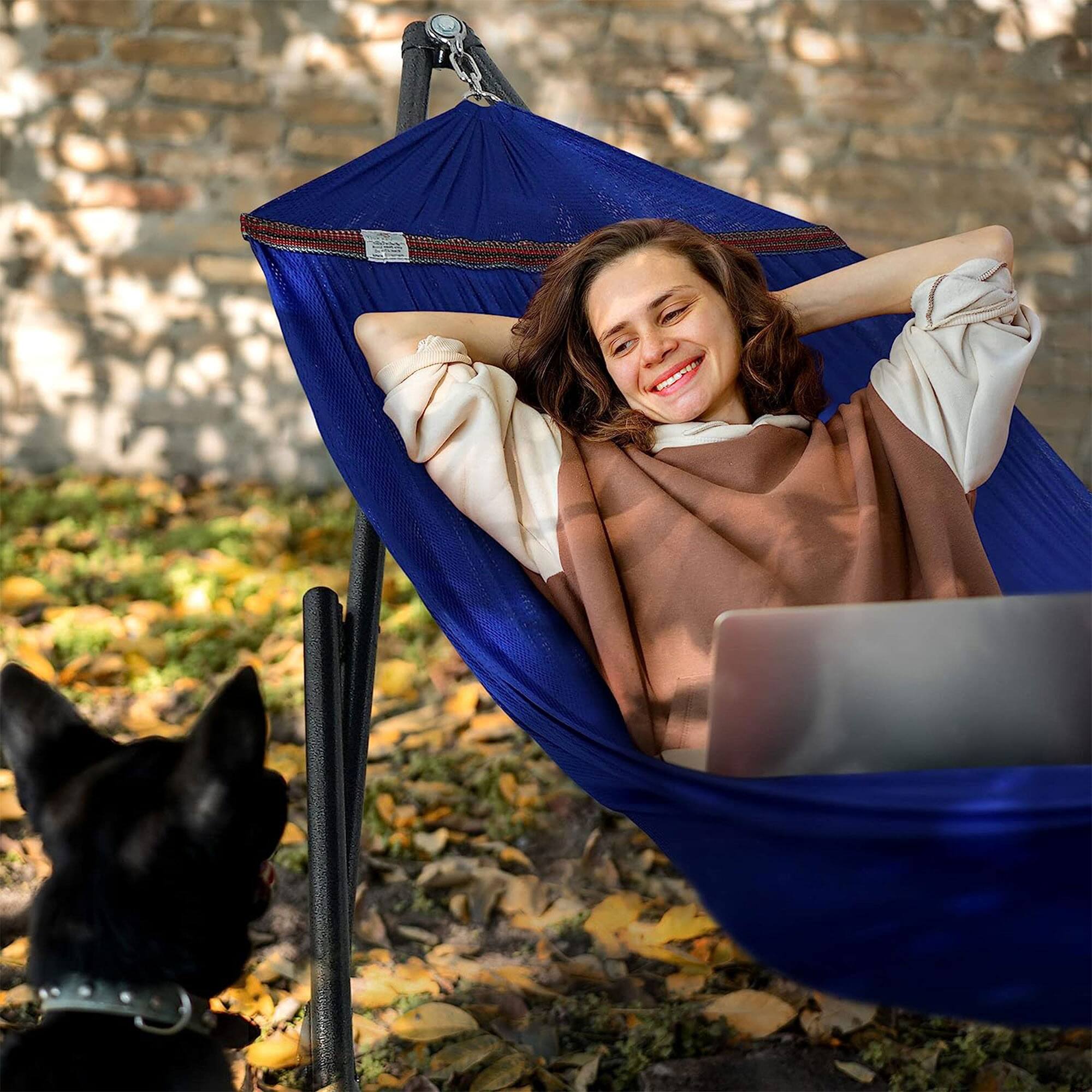 Alt View 8. Tranquillo - Tranquillo Universal 116" Double Hammock with Adjustable Stand and Bag, Blue - 03. Uni Blue.